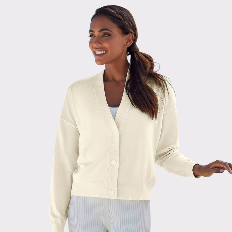 ラスカーナ レディース アウター ニット・セーター ボタンダウン カーディガン ダウン Lascana Womens Button Down Cardigan Vanilla 15,584円