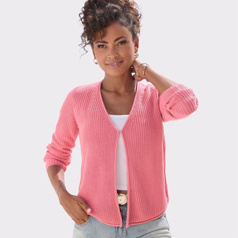 ラスカーナ レディース アウター ニット・セーター カーディガン Lascana Womens Open Front Knit Cardigan Pink ピンク