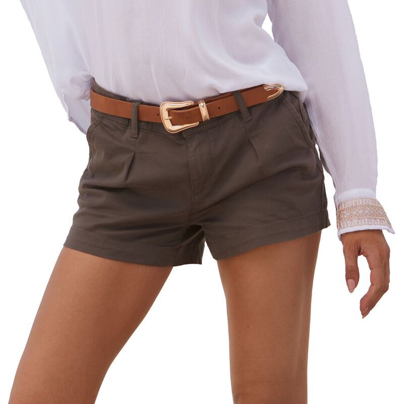 ラスカーナ レディース ボトムス ハーフパンツ・ショーツ ショートパンツ Lascana Womens Front Pleat Shorts Olive オリーブ
