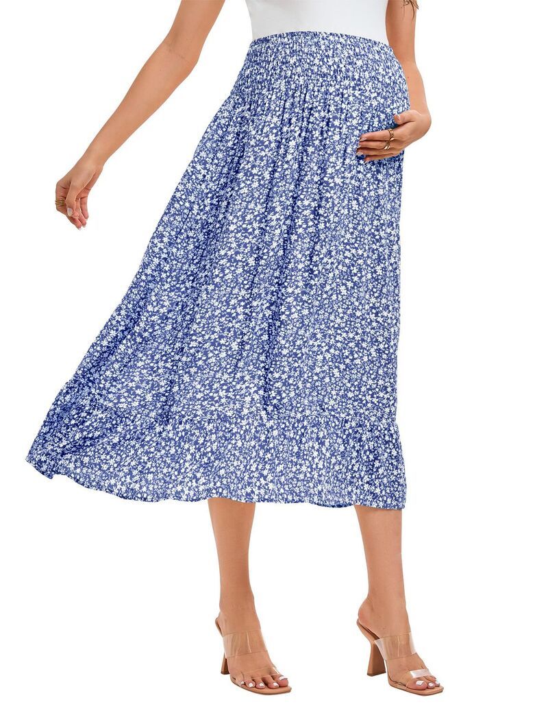 エリートチョイス レディース ボトムスカート ハイウエスト プリント ミディ マタニティ Elitechoice Womens High Waist Maternity Printed Semidi