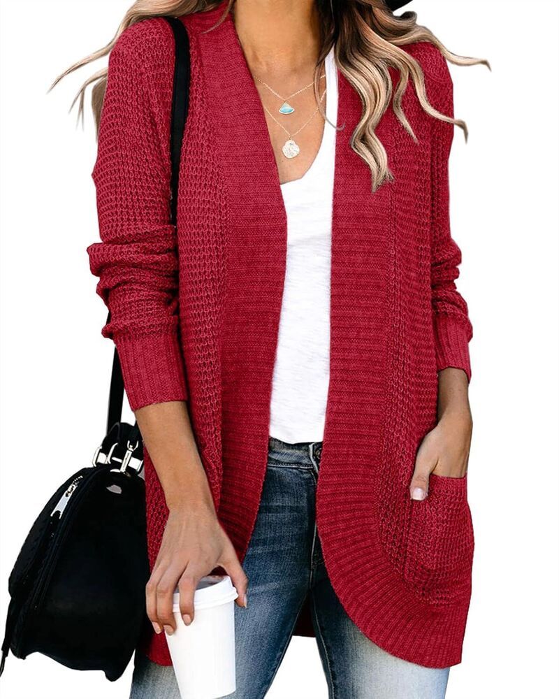クリアラブ レディース アウター ニット・セーター ドレープ カーディガン Clearlove Womens Long Sleeve Open Front Cardigans Chunky Knit