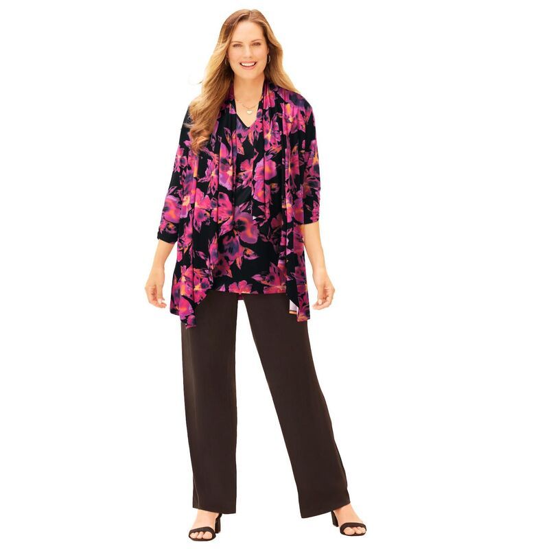 キャサリンズ レディース アウター ニット・セーター プラスサイズ ジャケット Catherines Womens Plusize Anywear Cascade Jacket Black Water