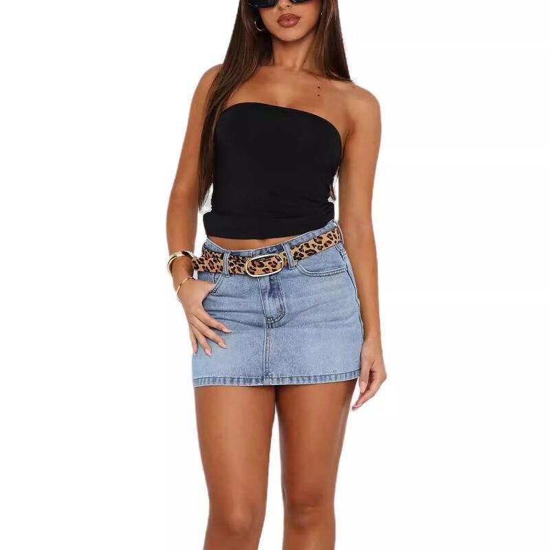 コジョイン レディース ボトムスカート ミニ Kojooin Women Casual Mini Jean Skirts with Pockets Light Blue ブルー