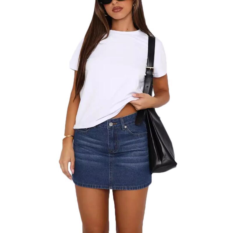 コジョイン レディース ボトムスカート ミニ Kojooin Women Casual Mini Jean Skirts with Pockets Dark Blue ブルー