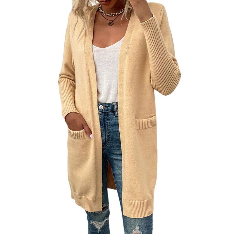 クリアフラワー レディース アウター ニット・セーター Vネック ミディ カーディガン コート ClearFlower Womens V Neck Long Sleeve Open Front Mid