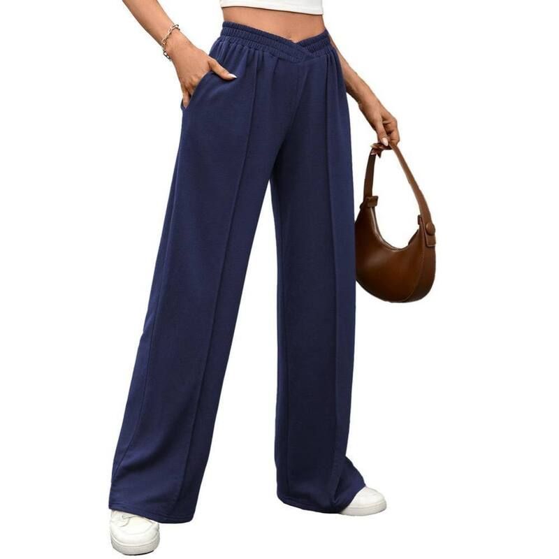 イエスファッション レディース ボトムス カジュアルパンツ ワイドレッグ ハイウエスト プリーツ Yesfashion Womens High Waist Wide Leg Pants Elastic