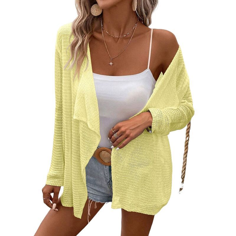 セオリア レディース アウター ニット・セーター ドレープ カーディガン Seoria Womens Long Sleeve Open Front Cardigan Casualightweight