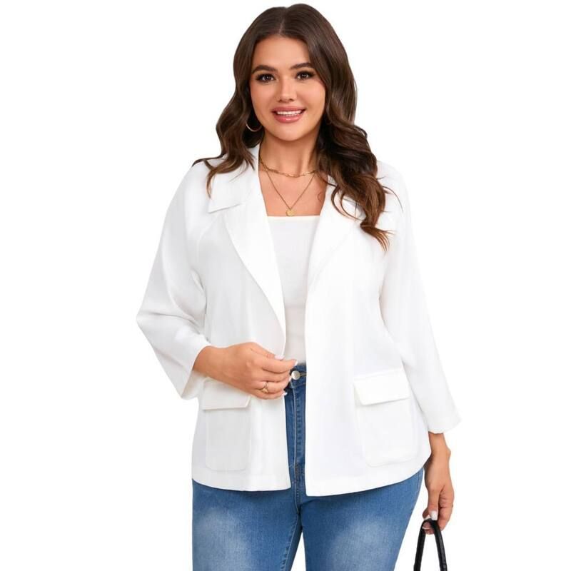 ボディサイズ レディース アウター ジャケット・ブルゾン プラスサイズ ブレザー BODDYSIZE Womens Plusize Casualapel Blazer Open front Offic