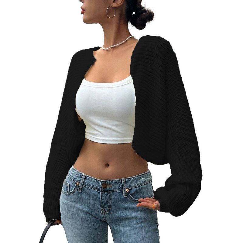 コジョイン レディース アウター ニット・セーター カーディガン クロップド Kojooin Womens Long Sleeve Bolero Shrug Open Front Knit Cropp