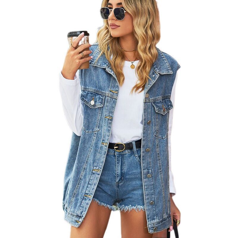 コジョイン レディース アウター ジャケット・ブルゾン ベスト ノースリーブ デニム Kojooin Womens Oversized Casual Denim Vest Sleeveless Jac
