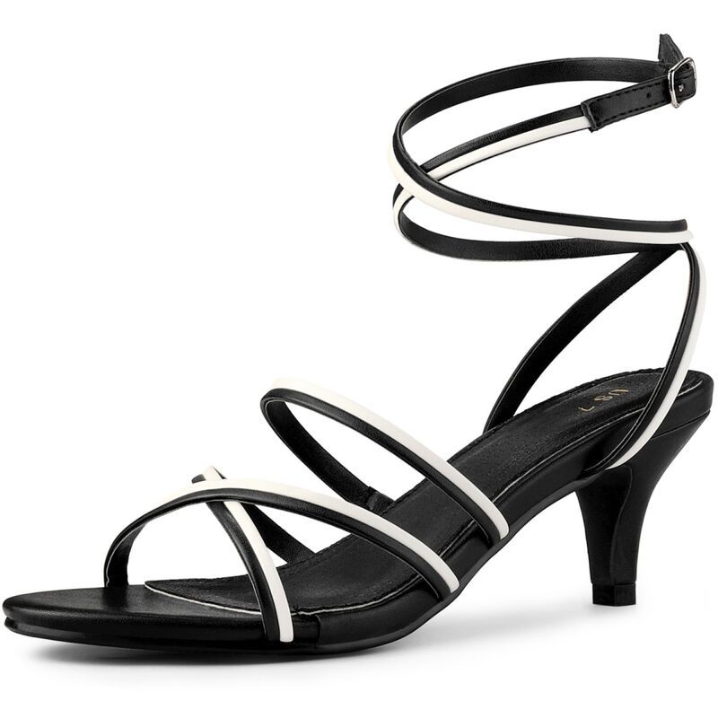 ブリスフルステップ レディース シューズ パンプス サンダル コントラスト ヒール BLISSFUL STEP Open Toe Contrasting Color Kitten Heelsandal