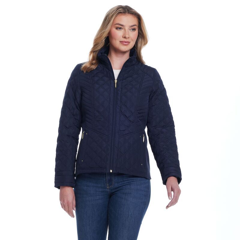 ウェザーキャスト レディース アウター ジャケット・ブルゾン キルティング Womens Weathercast Quilted Jacket with Side Stretch Navy ネイビー