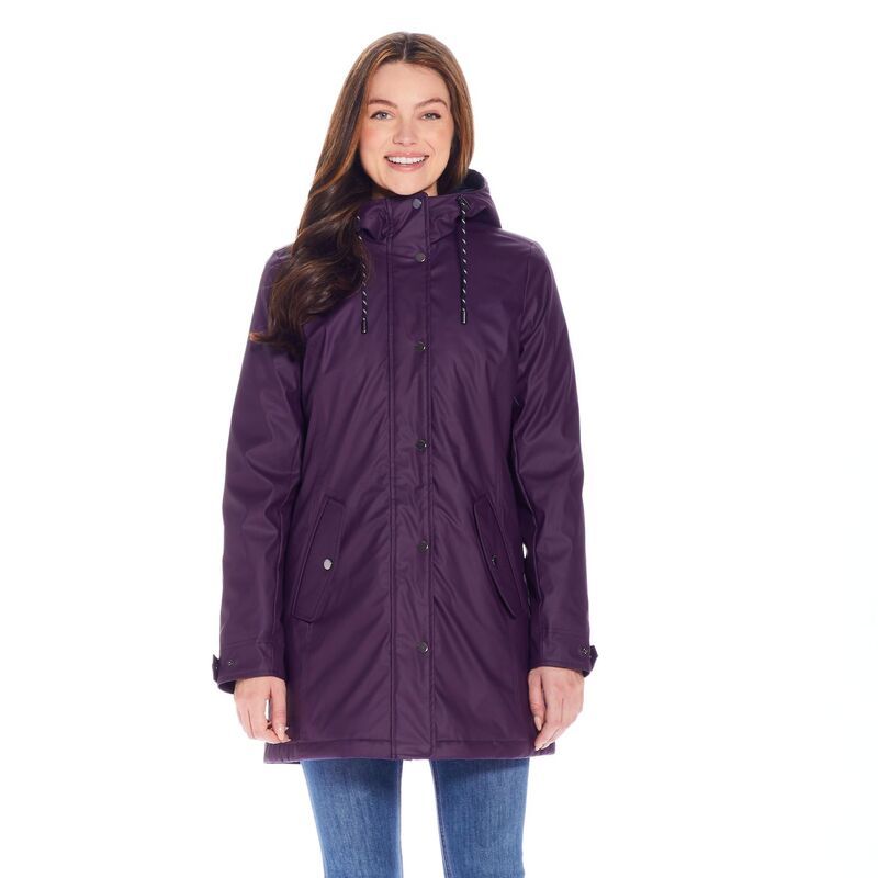 ウェザーキャスト レディース アウター ジャケット・ブルゾン Womens Weathercast Hooded Midweight Rain Jacket Dark Plum プラム