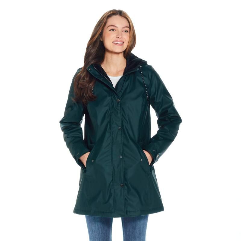 ウェザーキャスト レディース アウター ジャケット・ブルゾン Womens Weathercast Hooded Midweight Rain Jacket Hunter Green グリーン