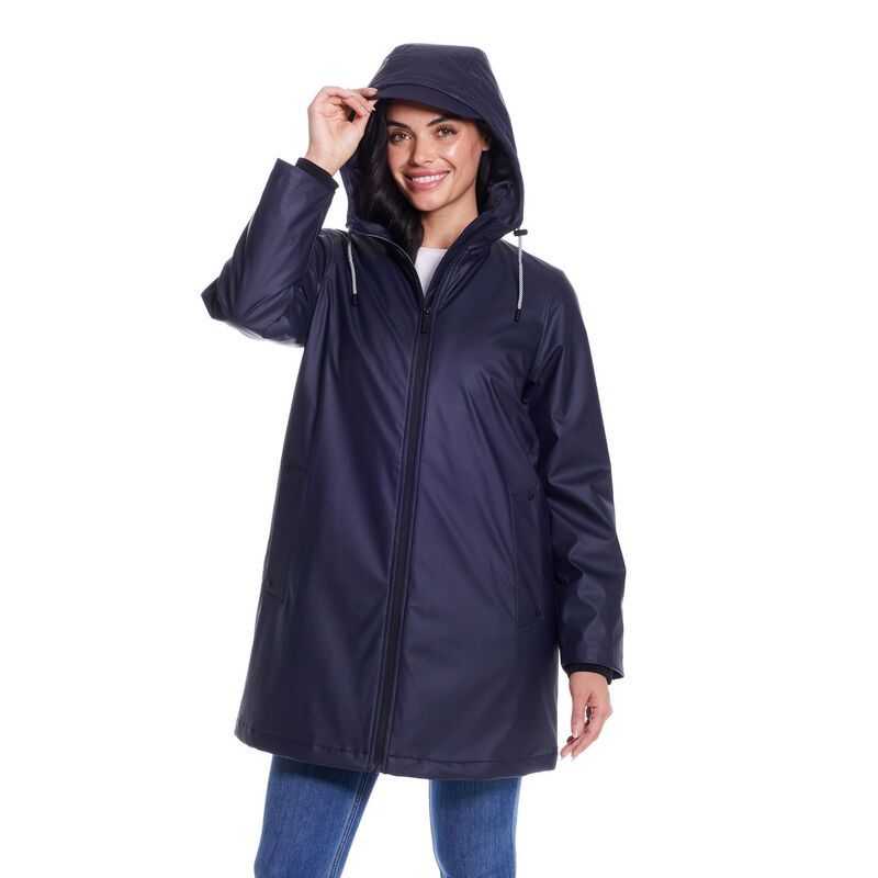 ウェザーキャスト レディース アウター ジャケット・ブルゾン Womens Weathercast WaterResistant Hooded Rain Jacket Navy ネイビー