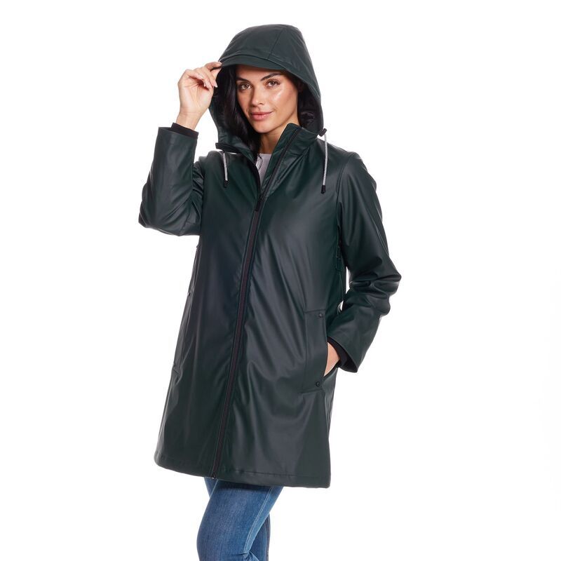 ウェザーキャスト レディース アウター ジャケット・ブルゾン Womens Weathercast WaterResistant Hooded Rain Jacket Hunter Green グリー