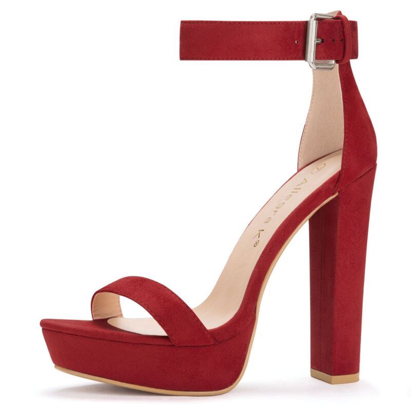 アレグラ ケー レディース シューズ パンプス プラットフォーム サンダル アンクル ヒール ALLEGRA K Womens Platform Higheel Ankle Strap Chunky