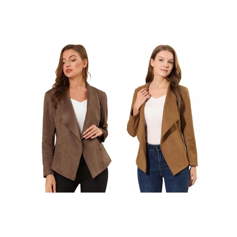 インスパイア シック レディース アウター ジャケット・ブルゾン ドレープ スエード カーディガン INSPIRE CHIC 2 Packs Womens Faux Suede Drape Colla