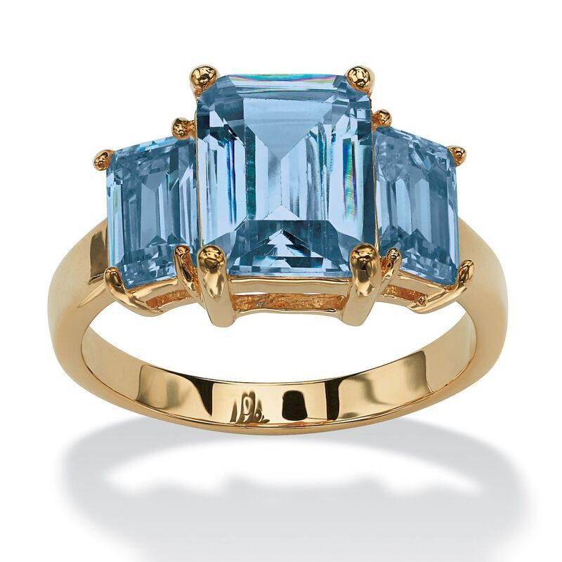 パームビーチジュエリー レディース アクセサリー リング PalmBeach Jewelry EmeraldCut Birthstone RingoldPlated March Aquamarine