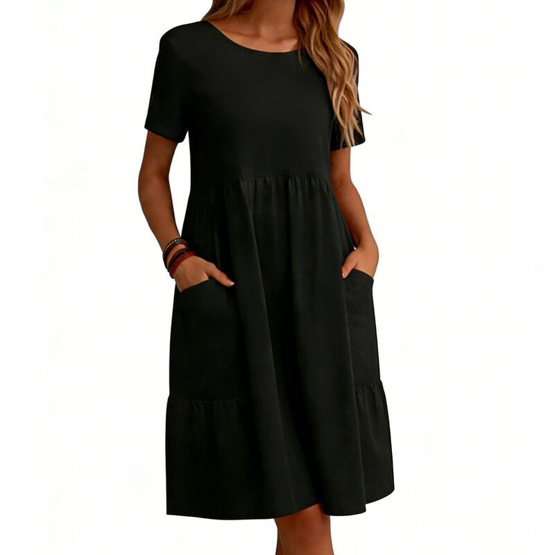 クリアフラワー レディース トップス ワンピース A ライン ClearFlower Womens ALine Pocket Dress Short Sleeve Flowy Casual Dress