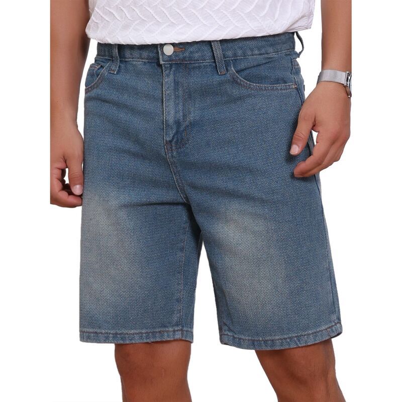 インスパイア シック レディース ボトムス ハーフパンツ・ショーツ ショートパンツ デニム INSPIRE CHIC Mens Texturedenim Shorts Above Knee Zippe