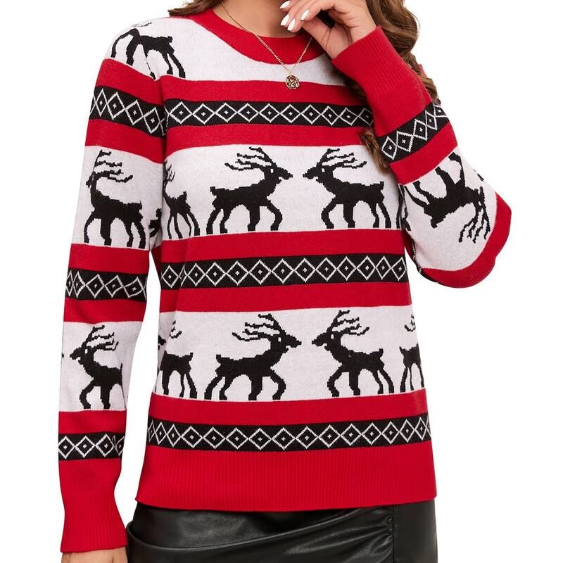 クリアフラワー レディース アウター ニット・セーター クルーネック ClearFlower Womens Christmasweater Crewneck Soft Holiday Pullover