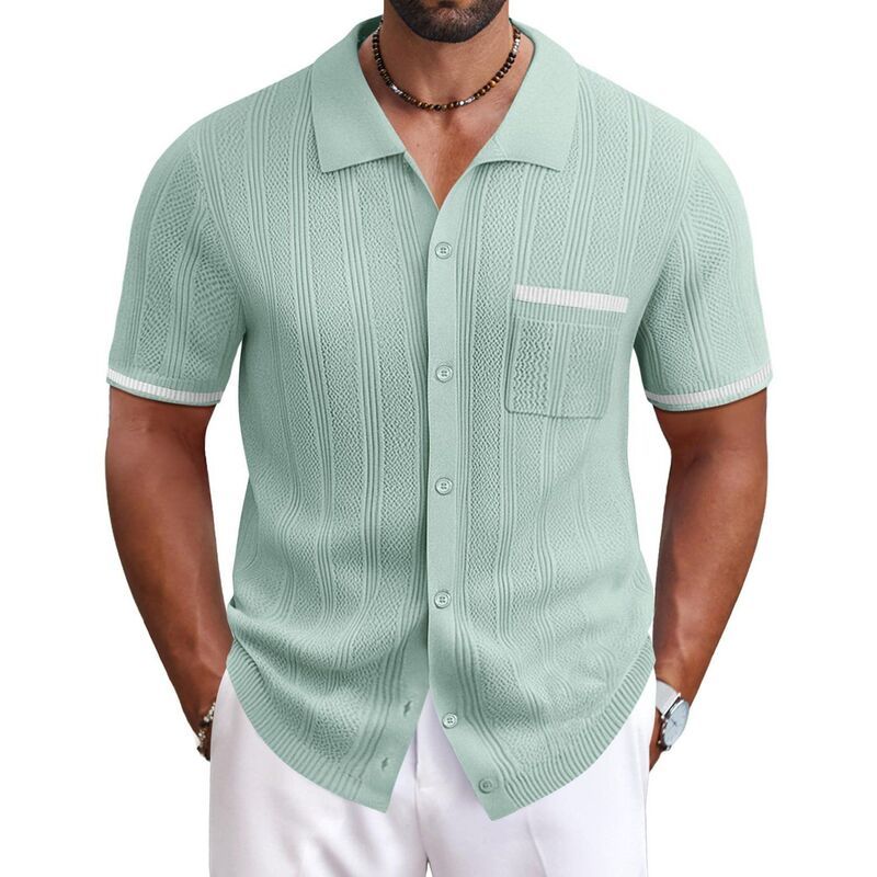 クーファンディ レディース アウター ニット・セーター ヴィンテージ ボタンダウン ポロシャツ ダウン COOFANDY Mens Knit Button Down Shirt 2025 Vintag