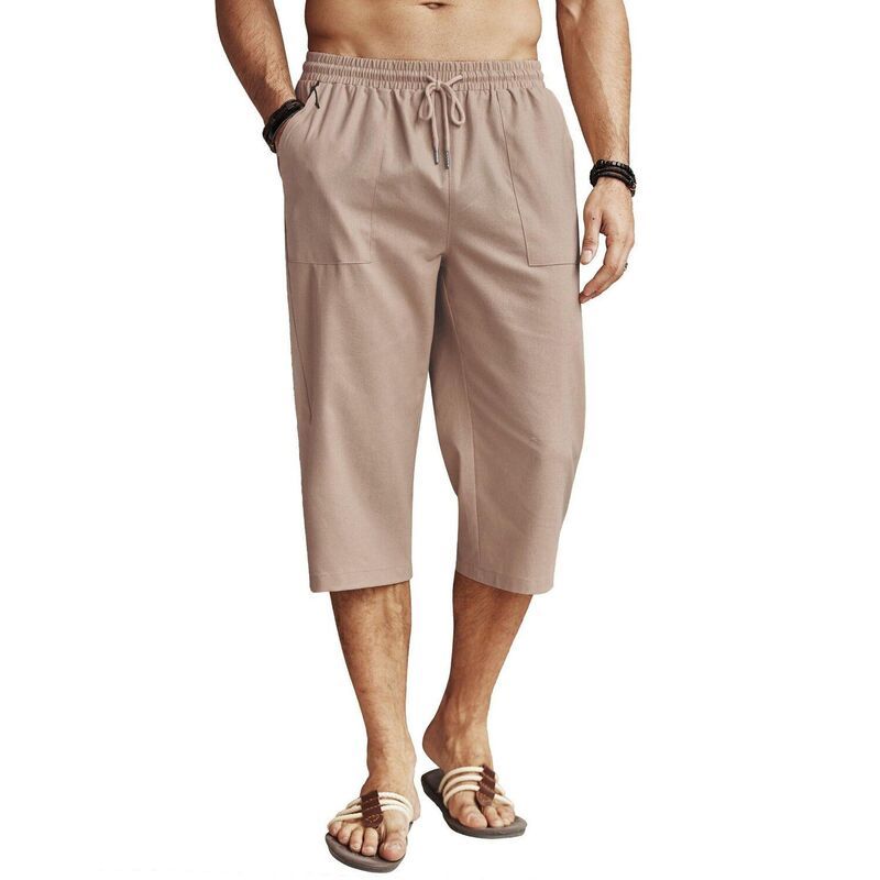クーファンディ レディース ボトムス ハーフパンツ・ショーツ ショートパンツ コットン キャップ リネン COOFANDY Mens Capri Pants Loose Fit Casual Cott