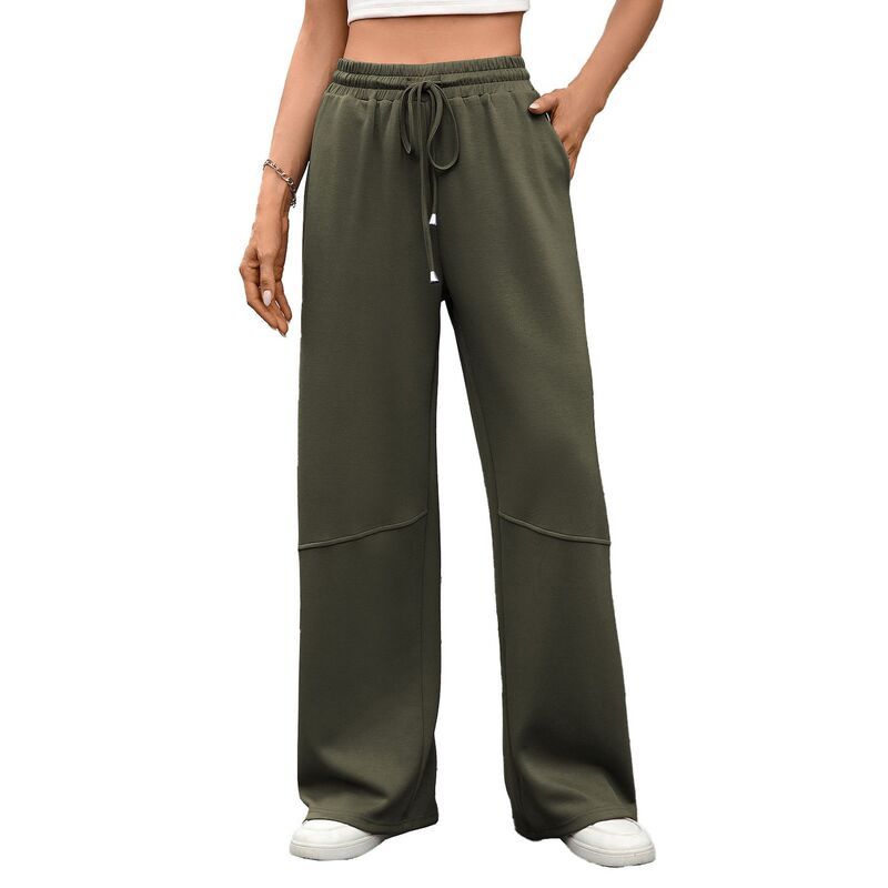 クリアフラワー レディース ボトムス カジュアルパンツ ワイドレッグ ClearFlower Womens Wide Leg Elastic Waistbandrawstring Solid Colo