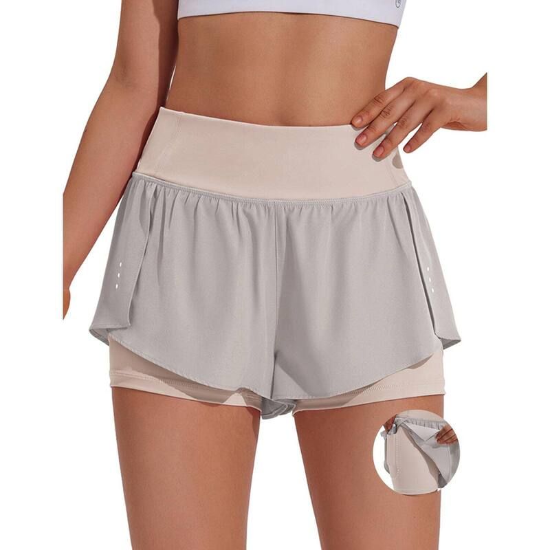ピンスパーク レディース ボトムス ハーフパンツ・ショーツ ショートパンツ Pinspark Womens Athletic Shorts with Liner Double Layer Gym Sh