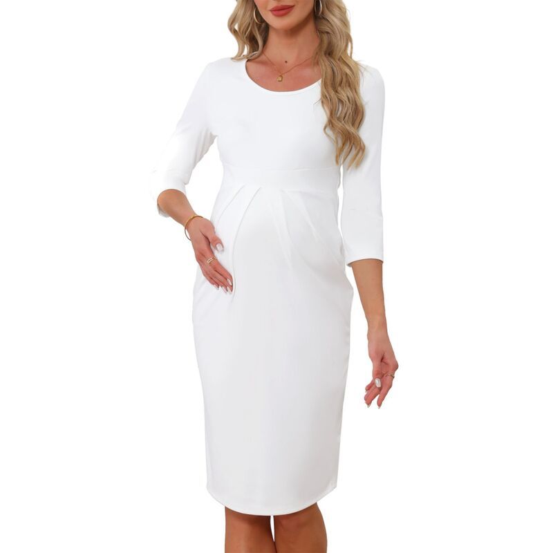 インスパイア シック レディース トップス ワンピース クルーネック プリーツ マタニティ INSPIRE CHIC Womens Maternity Dresses Crew Neck 34 Sle