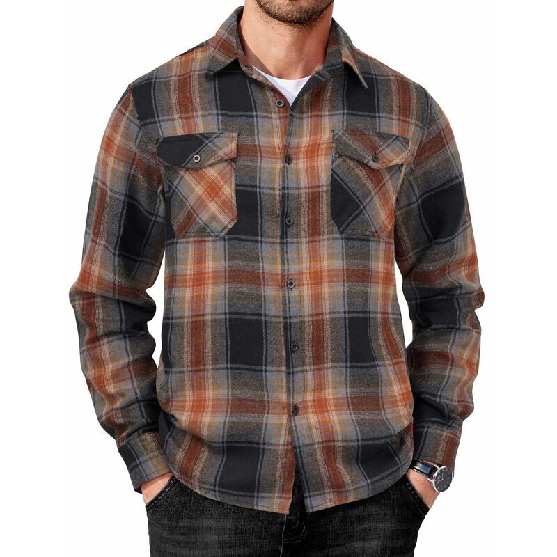 クーファンディ レディース トップス Tシャツ ボタンダウン コットン ダウン COOFANDY Mens Flannel Button Down Work Shirts Long Sleeve Ca