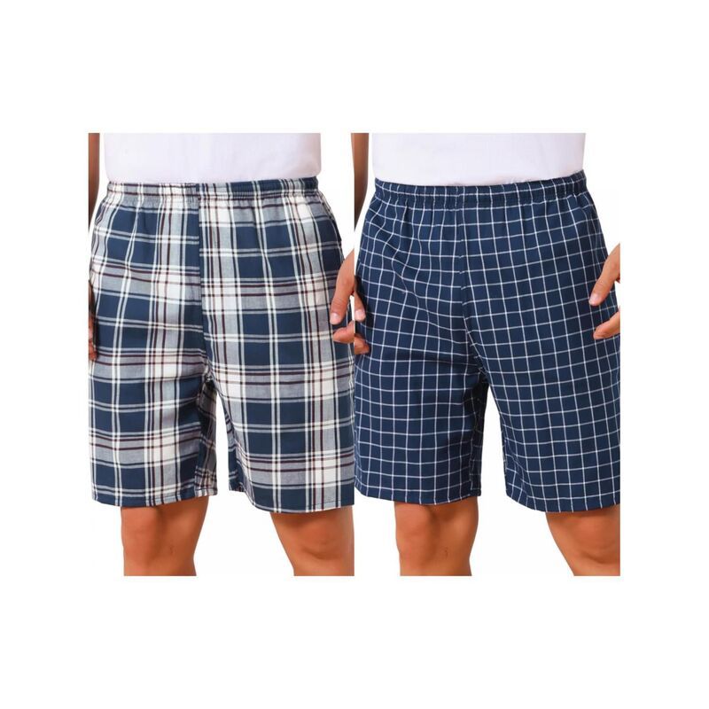 インスパイア シック レディース アンダーウェア ナイトウェア ショートパンツ INSPIRE CHIC 2 Packs Mensummer Casual Elastic Waist Plaid Pa