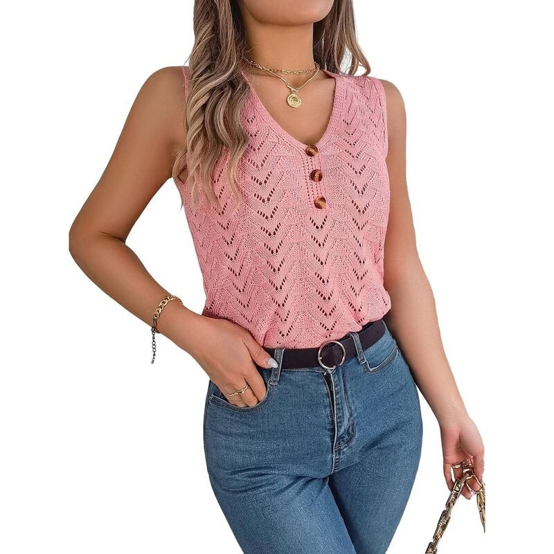 コジョイン レディース アウター ニット・セーター Vネック シャツ ノースリーブ Kojooin Womens Knit Sweater Tank Tops Casual Summer V Neck