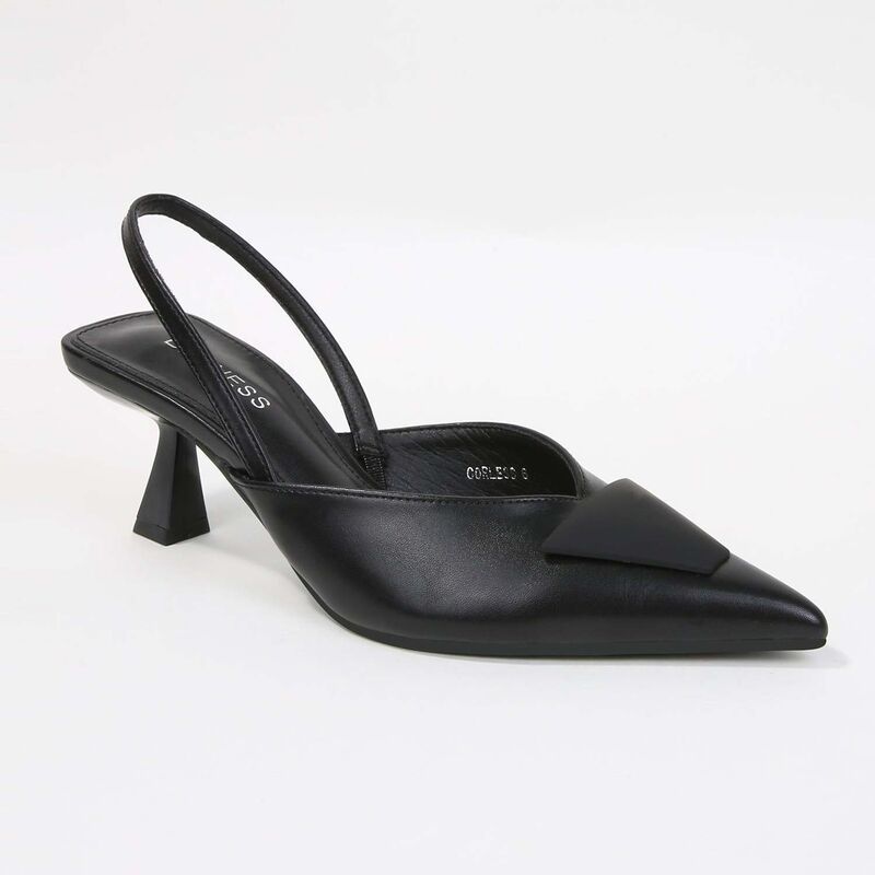 バーネス レディース シューズ パンプス BERNESS Corlesslingback Pumps with Trapezoidetail Black ブラック