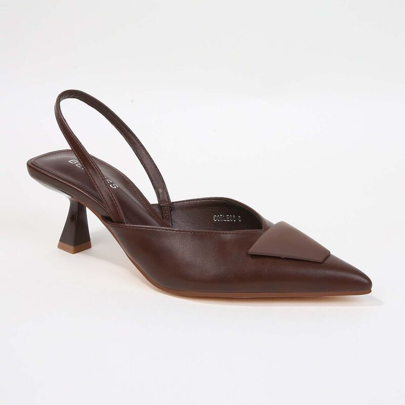 バーネス レディース シューズ パンプス BERNESS Corlesslingback Pumps with Trapezoidetail Brown ブラウン