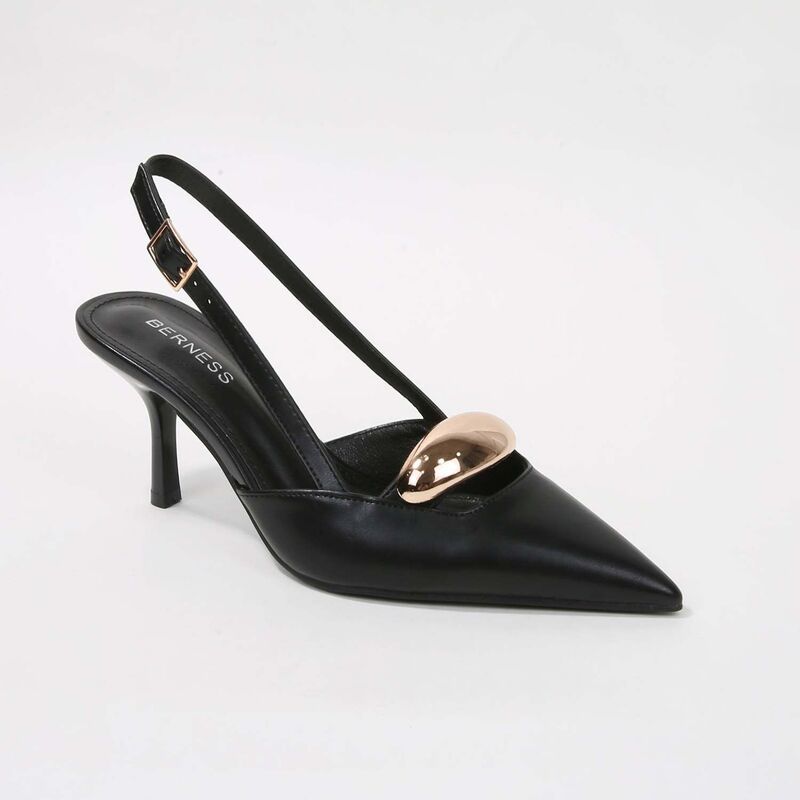 バーネス レディース シューズ パンプス トール ヒール BERNESS Eltha Slingback Heels with Metallic Dome Accent Black ブラック