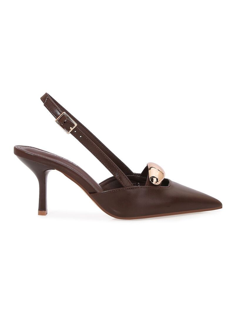 バーネス レディース シューズ パンプス トール ヒール BERNESS Eltha Slingback Heels with Metallic Dome Accent Beige ベージュ