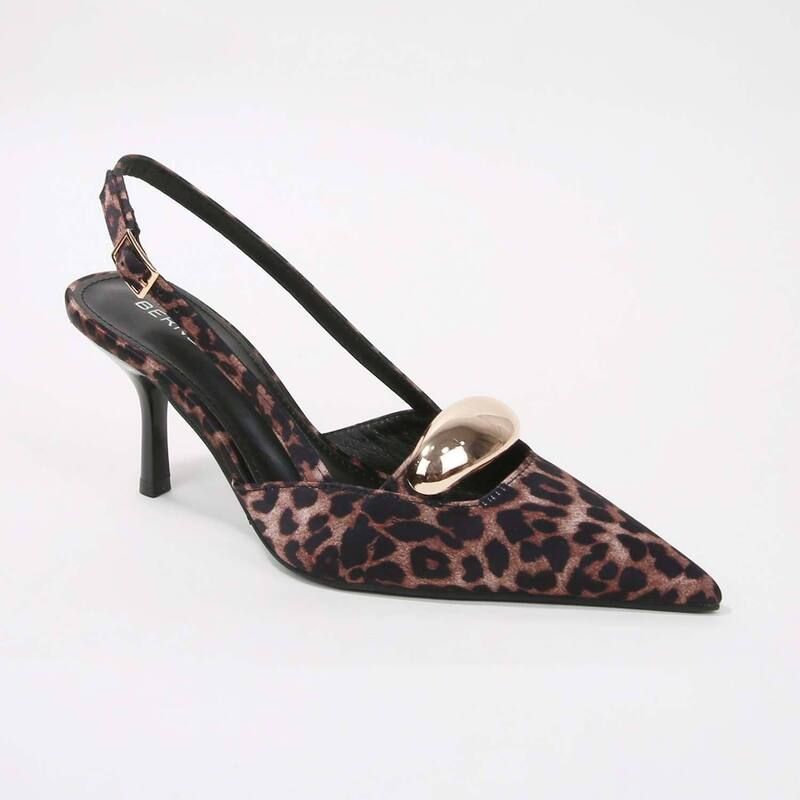バーネス レディース シューズ パンプス トール ヒール BERNESS Eltha Slingback Heels with Metallic Dome Accent Leopard アニマル