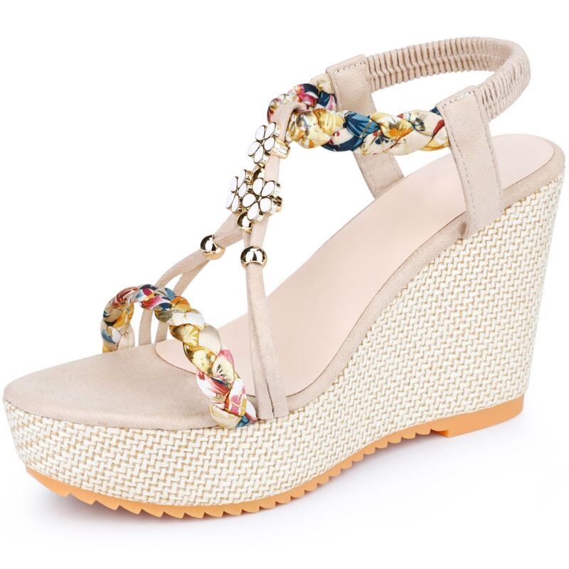 アレグラ ケー レディース シューズ サンダル プラットフォーム ヒール ALLEGRA K Womens Bohemia Pull on Platform Wedge Heel Sandals Be