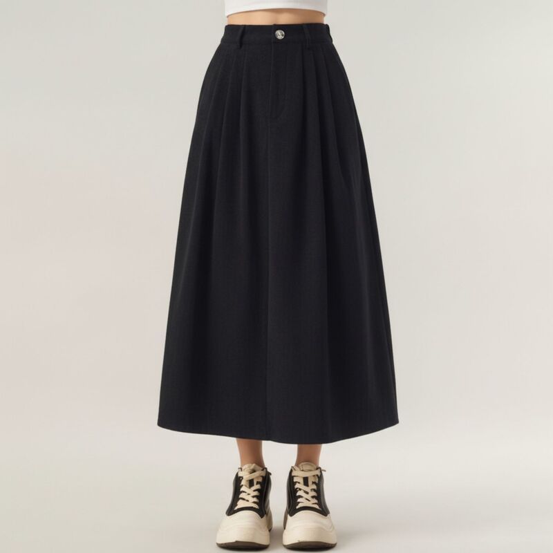 アンナカシ レディース ボトムスカート A ライン ハイウエスト プリーツ マキシ AnnaKaci Womens High Waist Pleated ALine Maxi Skirt with S