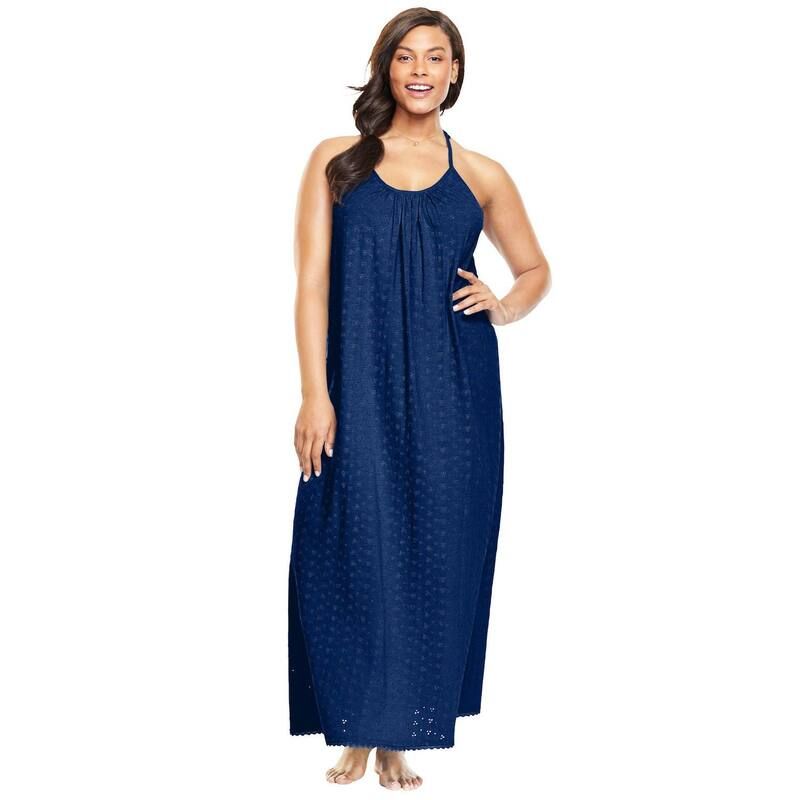 ドリームスアンドコー レディース アンダーウェア ナイトウェア プラスサイズ ニット Dreams Co Plusize Breezy Eyelet Knit Long Nightgown Eveni