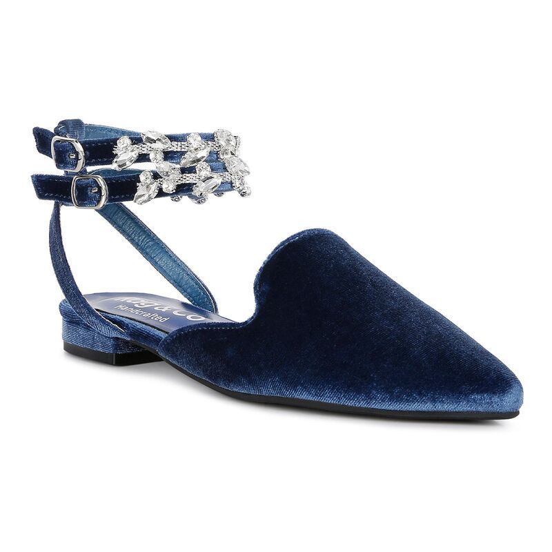 ラグアンドコー レディース シューズ サンダル ベルベット Rag Co Salome Womens Velvet Mules Blue ブルー