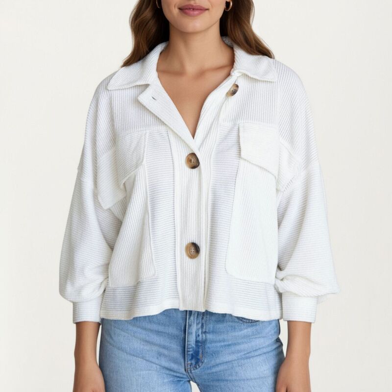 アンナカシ レディース アウター ジャケット・ブルゾン ニット AnnaKaci Womens Textured Knit Button Front Jacket with Long Sleeves