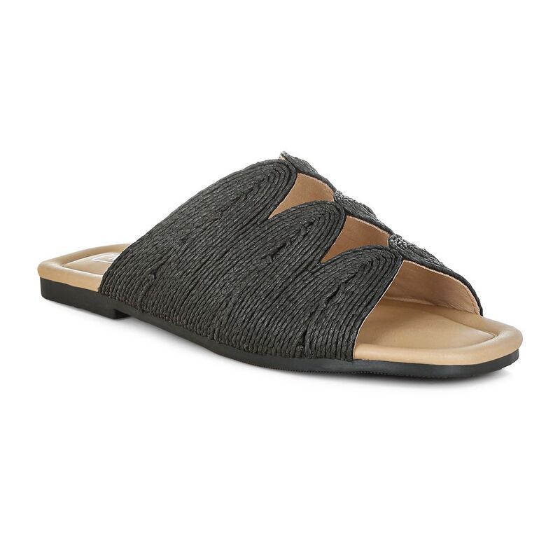 ラグアンドコー レディース シューズ サンダル Rag Co Daisy Doe Womens Raffia Square Toe Flats Black ブラック