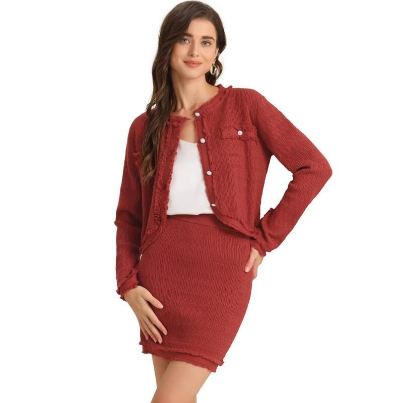 アレグラ ケー レディース アウター ジャケット・ブルゾン ヴィンテージ セーター スカート ALLEGRA K 2 Piece Suit for Womenstretch Sweater Short