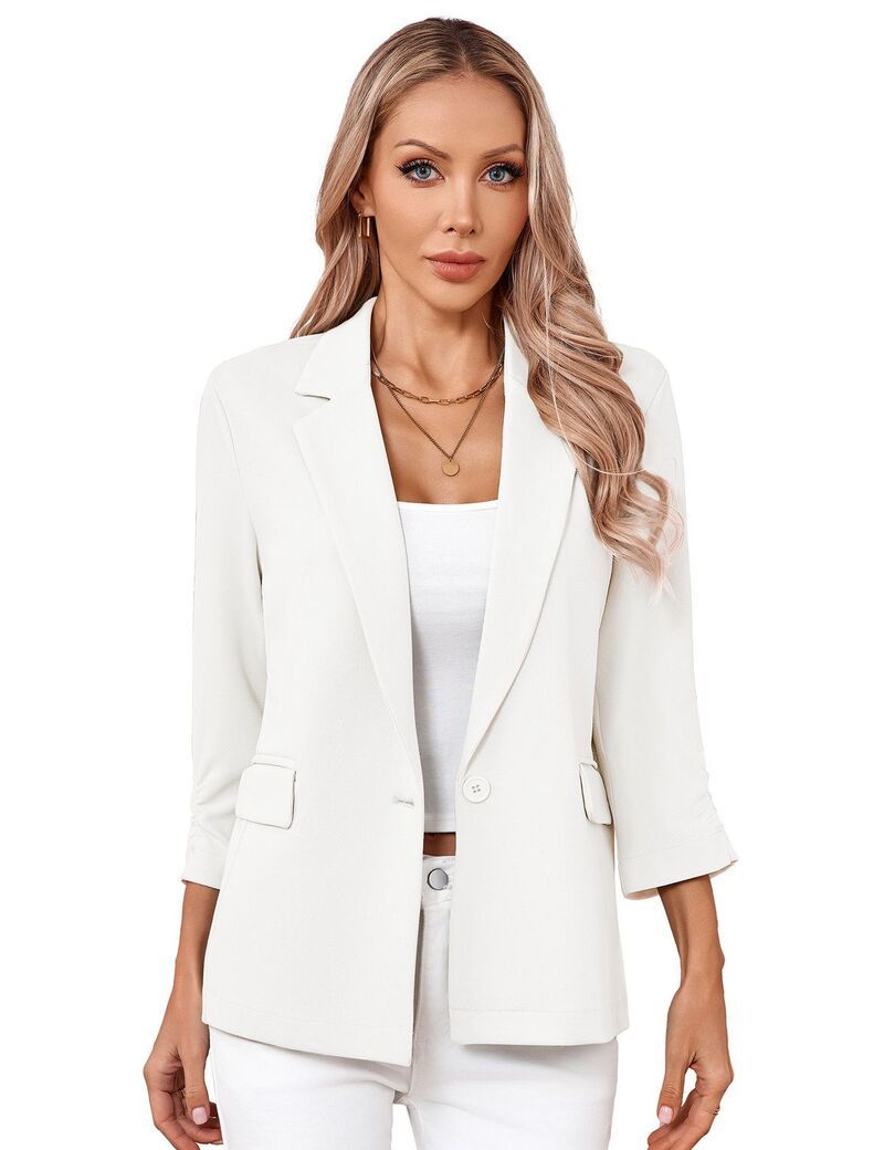 ファンジュライ レディース アウター ジャケット・ブルゾン ボタンダウン ブレザー FUNJULY Womens 34 Sleeve Long Blazer Front Button Down Bus