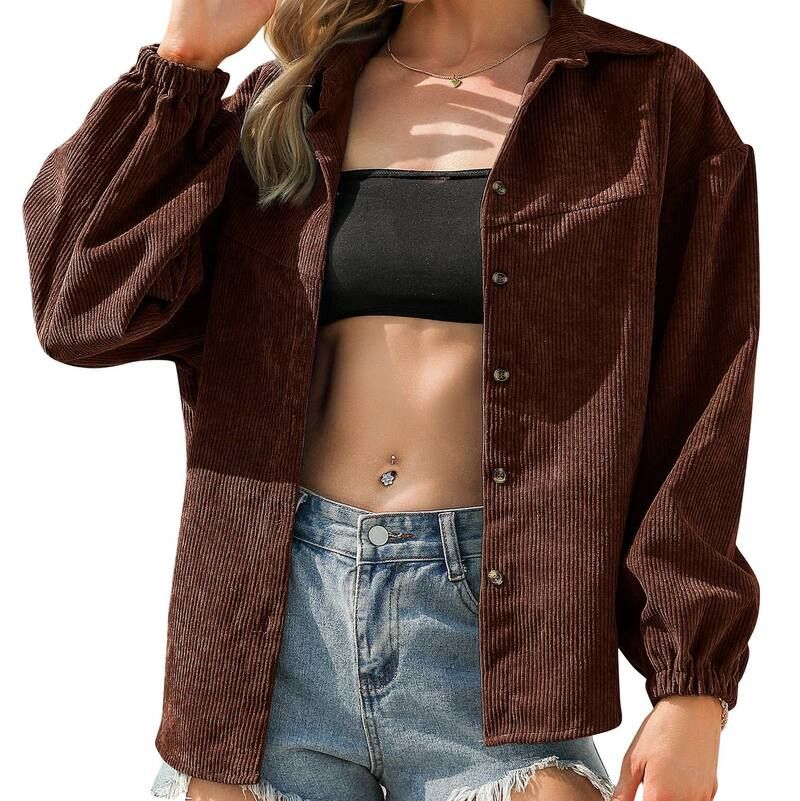 クリアフラワー レディース アウター ジャケット・ブルゾン コーデュロイ シャツ ClearFlower Womens Corduroy Long Sleeve Shirt Soft SkinFrie