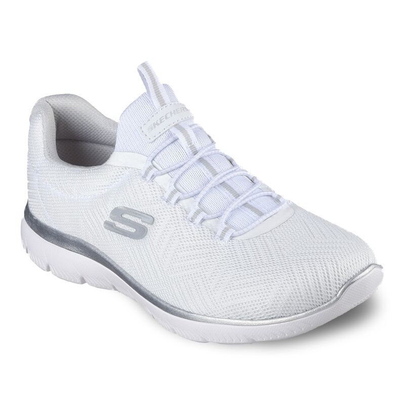 スケッチャーズ レディース シューズ スニーカー Skechersummits Womensneakers White Silver Mesh ホワイト