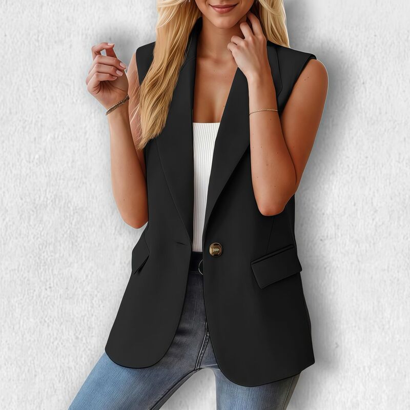 エリートスピリット レディース アウター ジャケット・ブルゾン ベスト ノースリーブ カーディガン ブレザー EliteSpirit Womens Notched Lapel Sleeveless B